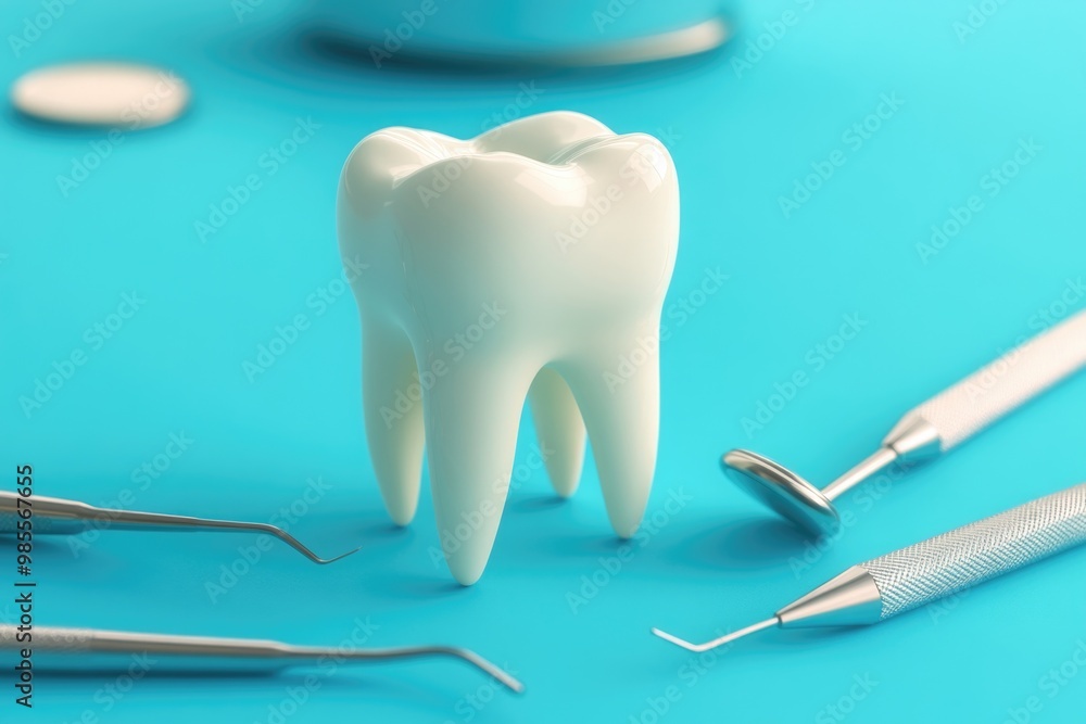 Dental Tools on Blue Surface Dental Tools on Blue Surface