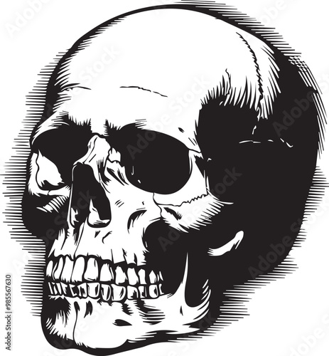 human skull black and white