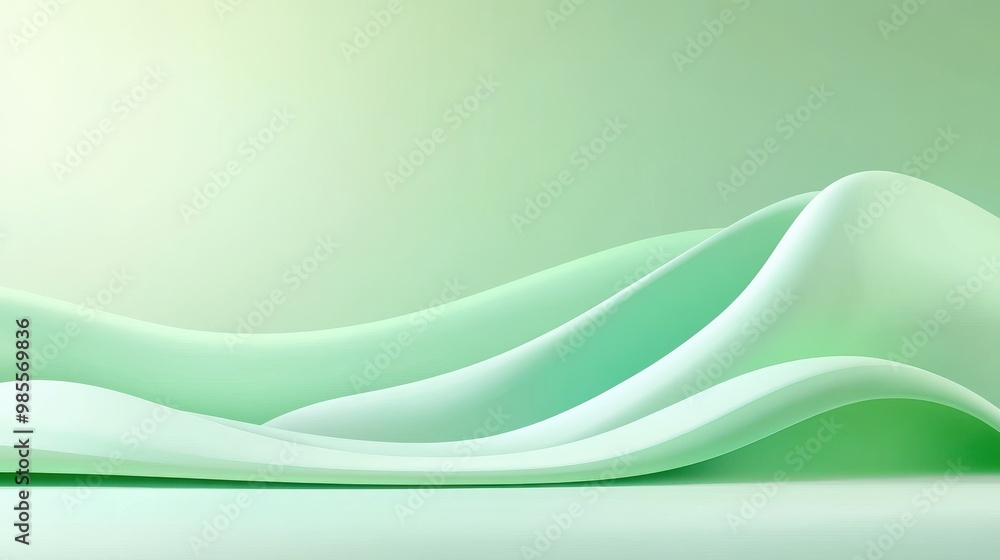 Obraz premium Delicate green pastel background with a smooth, airy feel and minimal details, ideal for a clean and refined design