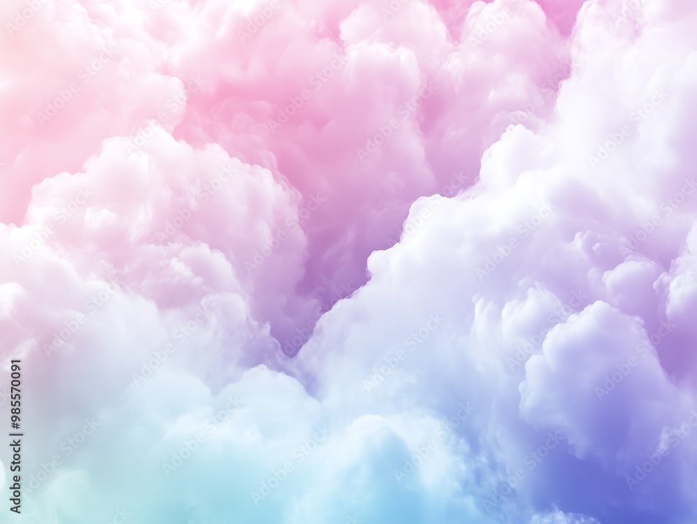 Fluffy cloudscape graphical design view with pink and blue clouds, bright fantasy abstract background Fluffy cloudscape graphical design view with pink and blue clouds, bright fantasy abstract background