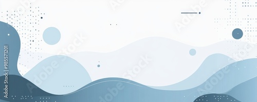 Simple and minimalist abstract design with waves and circles in soothing blue tones for modern backgrounds