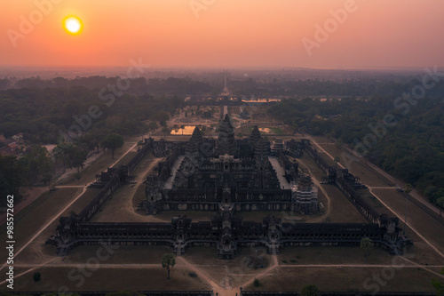 Sunrise view of ancient temple complex Angkor Wat Siem Reap, Cambodia