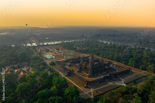 View of the UNESCO Heritage Site Angkor Wat Temple,  