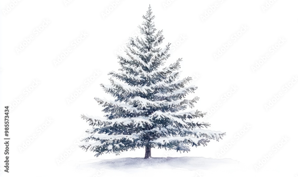 A white Christmas tree with snow on it A white Christmas tree with snow on it