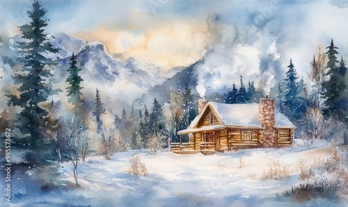 A cabin in the woods with a chimney and a fireplace