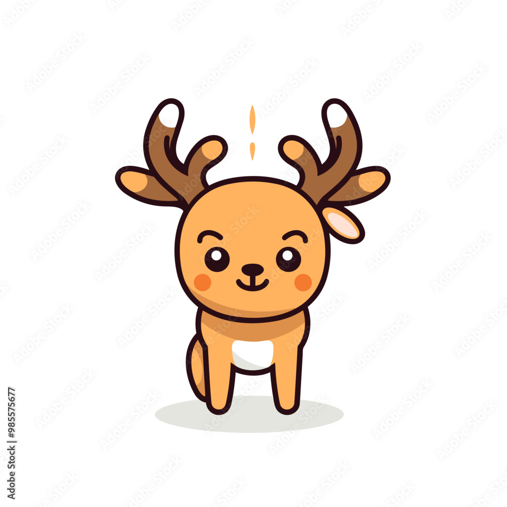Fototapeta premium Reindeer hand-drawn kids comic illustration. Cute vector doodle style cartoon illustration