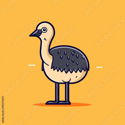 Ostrich hand-drawn kids comic illustration. Cute vector doodle style cartoon illustration photo