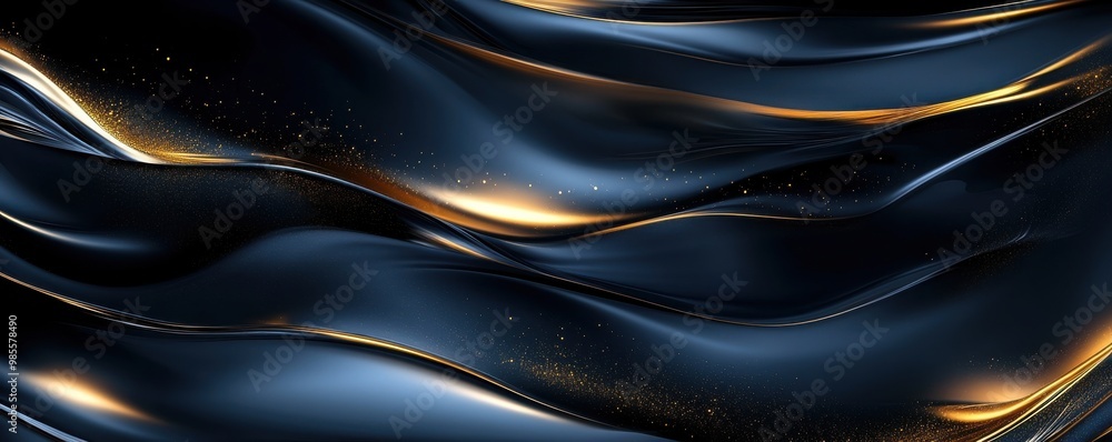 Abstract dark flowing waves with golden accents as a captivating phone wallpaper design Abstract dark flowing waves with golden accents as a captivating phone wallpaper design