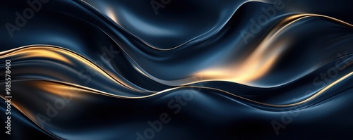 Abstract dark and gold flowing wave design ideal for phone wallpaper or background art