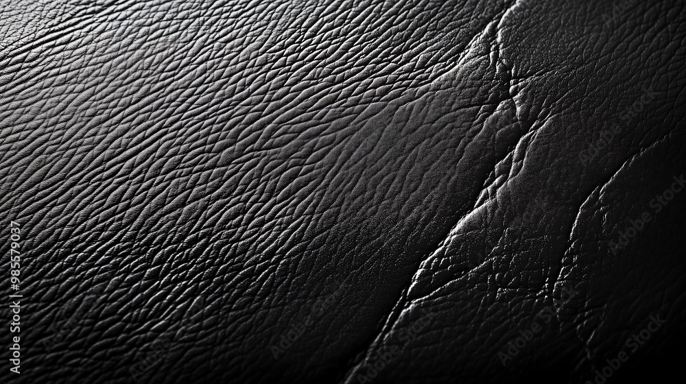 Textured black leather abstract background, reflective surface Textured black leather abstract background, reflective surface