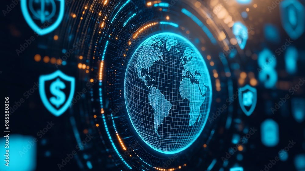 A futuristic digital globe surrounded by network icons, symbolizing global connectivity and cybersecurity trends. A futuristic digital globe surrounded by network icons, symbolizing global connectivity and cybersecurity trends.