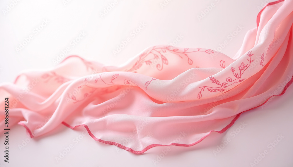 Flowing Pink Scarf with Delicate Patterns Flowing Pink Scarf with Delicate Patterns