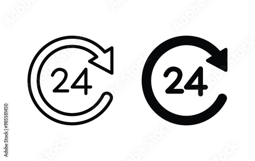 24 hours icon, 24 hours sign vecor