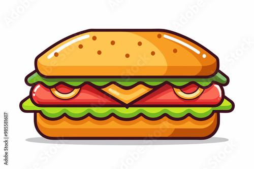 Food illustration. Sandwich Ingredients Food Cartoon Vector Icon Illustration. Food Object Icon Concept Isolated Premium Vector. Flat Cartoon Style