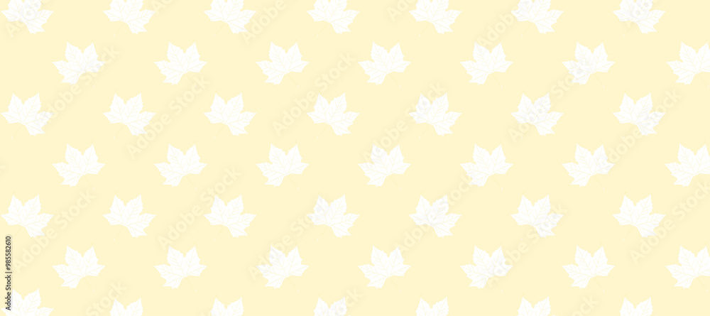 White autumn leaves in the yellow background White autumn leaves in the yellow background
