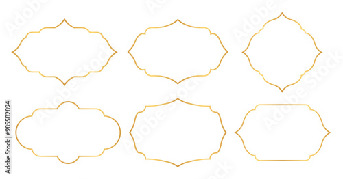 Set of Islamic border frame vector art, elements, icons, and graphics design. Suitable for Islamic festivals, Ramadan design, Eid, and others