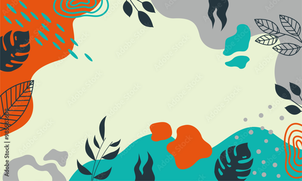 Naklejka premium Flat abstract floral leaves background