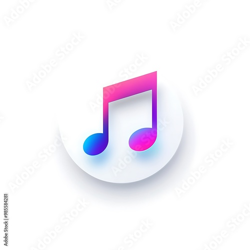 A colorful music note icon on a white circle.