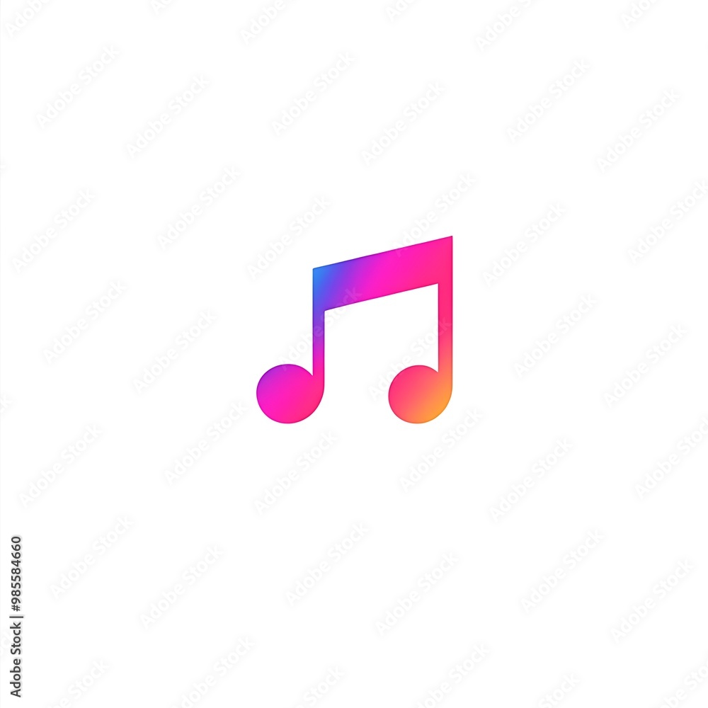 A colorful music note icon on a white background. A colorful music note icon on a white background.