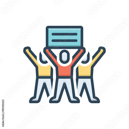 Color illustration icon for protest