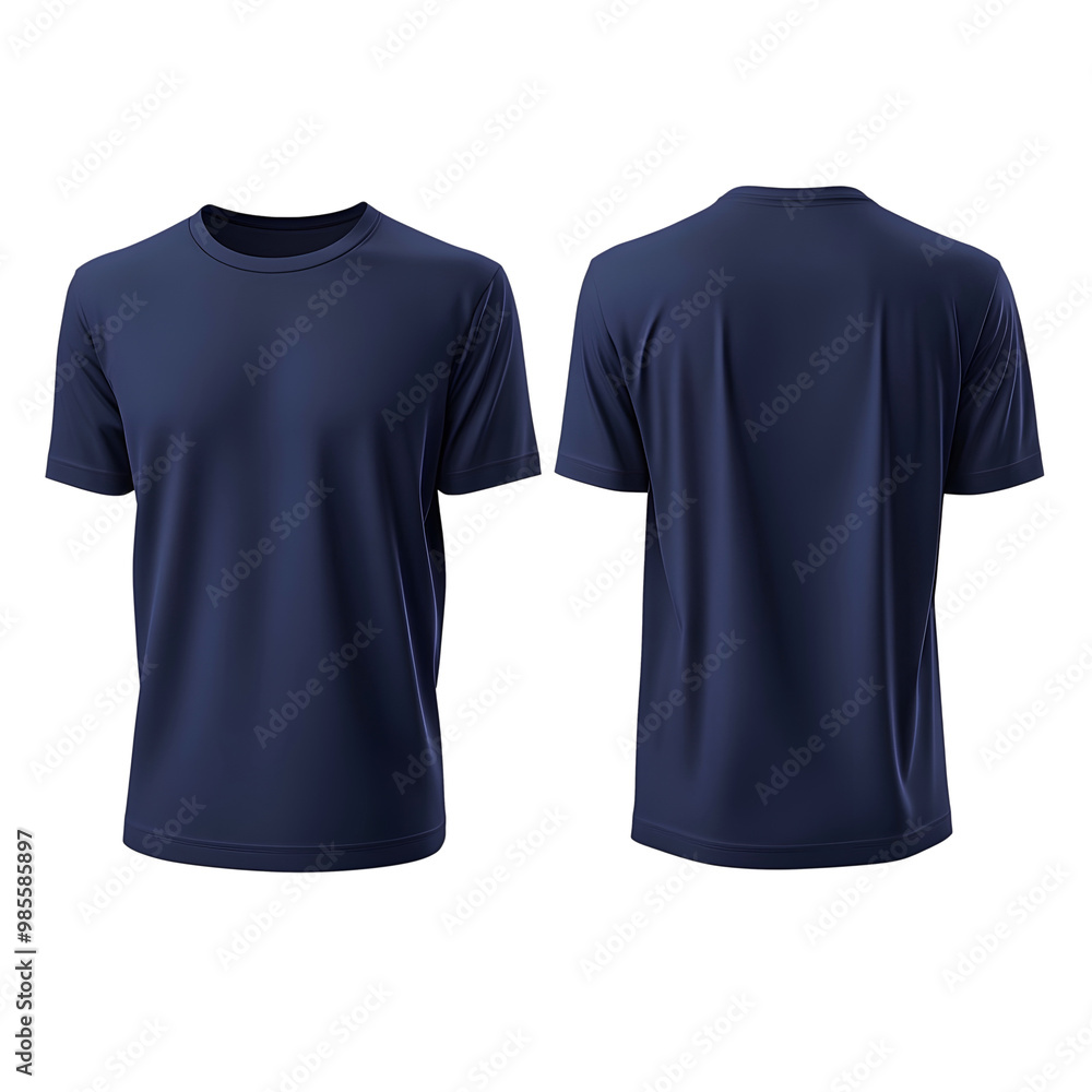 A 3D rendered blue t-shirt mockup isolated on a transparent background A 3D rendered blue t-shirt mockup isolated on a transparent background