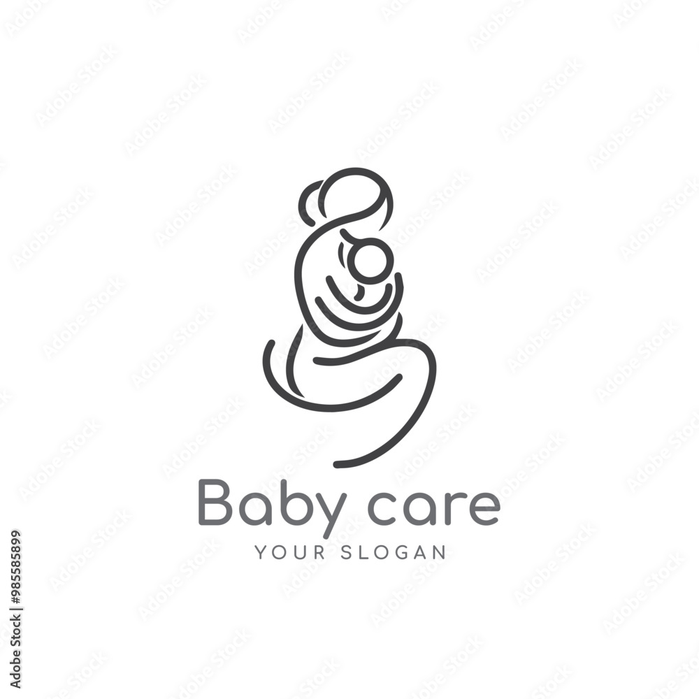 Mother and baby logo design. Suitable for family care and health consulting services. But it can also be for other businesses. happy mothers day line art logo Mother and baby logo design. Suitable for family care and health consulting services. But it can also be for other businesses. happy mothers day line art logo