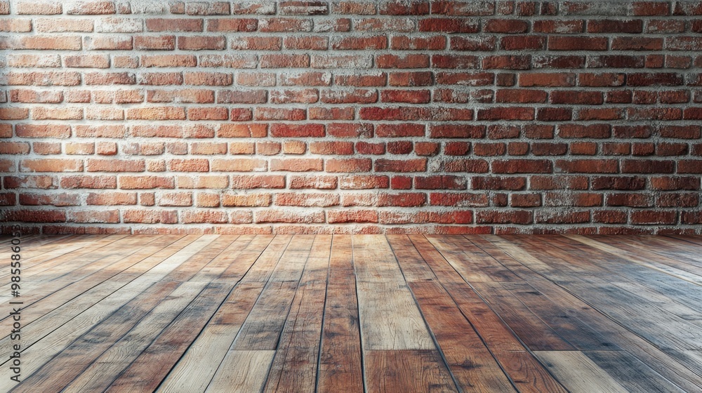 Wooden Floor and Brick Wall Wooden Floor and Brick Wall