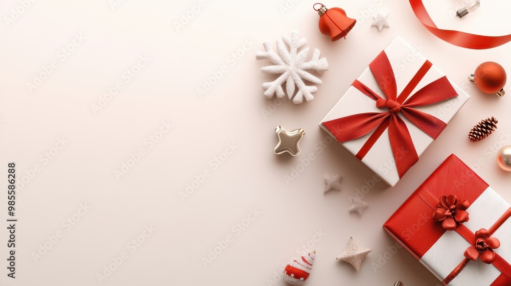 Flyer design promoting a holiday gift sale, decorated with festive ribbons, bows, and holiday-themed icons. Flyer design promoting a holiday gift sale, decorated with festive ribbons, bows, and holiday-themed icons.