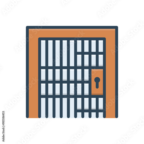Color illustration icon for jail