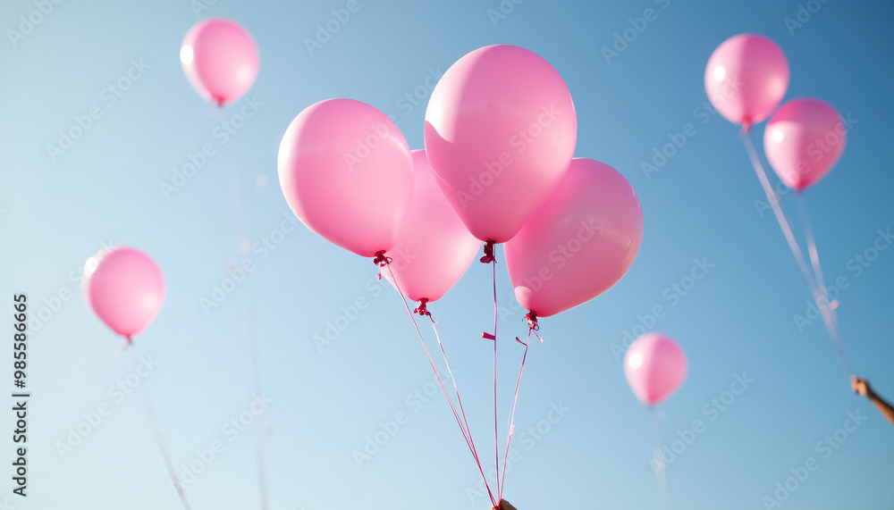 Pink Balloons Released into the Sky Pink Balloons Released into the Sky