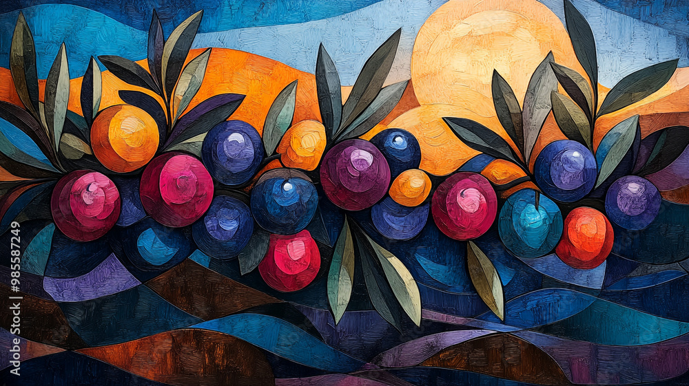 Olive branches. Label. Olive branches. Label.