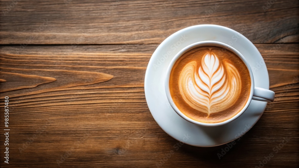 Top view of cappuccino coffee in white cups on a table Top view of cappuccino coffee in white cups on a table