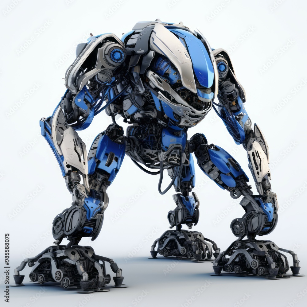 Iron robot warrior on white background Created with Generative AI technology. Iron robot warrior on white background Created with Generative AI technology.