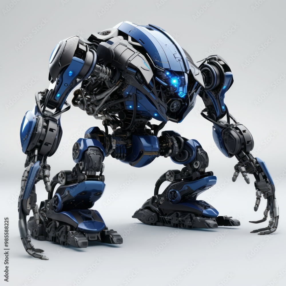 Iron robot warrior on white background Created with Generative AI technology. Iron robot warrior on white background Created with Generative AI technology.