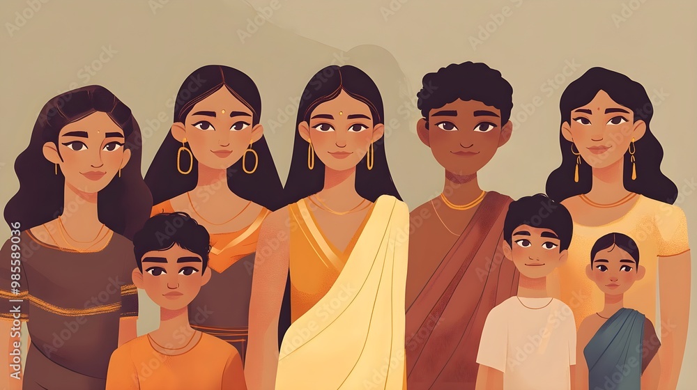Diverse group of people in traditional attire. Diverse group of people in traditional attire.