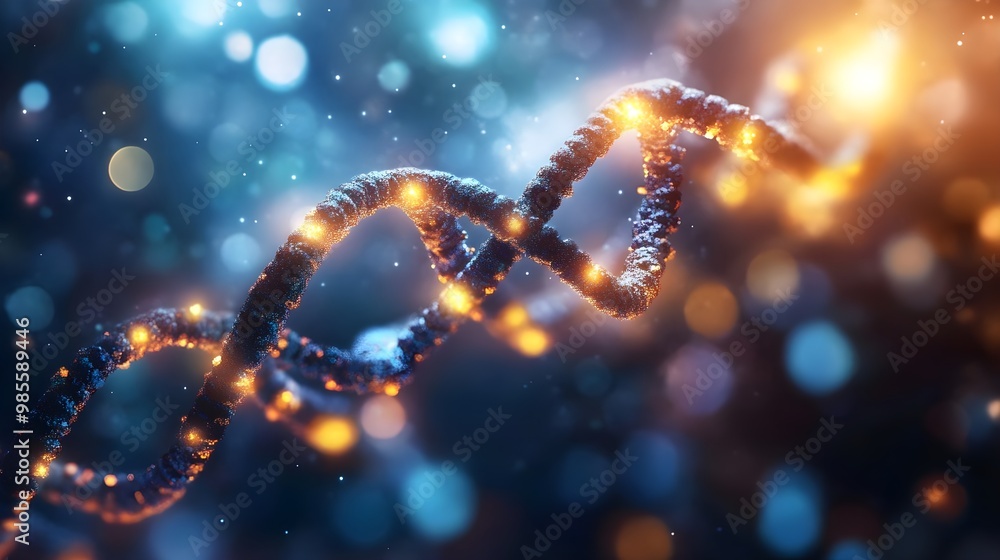 DNA strand with glowing lights, abstract background DNA strand with glowing lights, abstract background