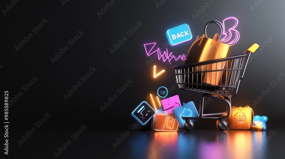 Glowing Black Friday icon with sharp, bold fonts and bright sale symbols, creating an eye-catching promotional image. Glowing Black Friday icon with sharp, bold fonts and bright sale symbols, creating an eye-catching promotional image.