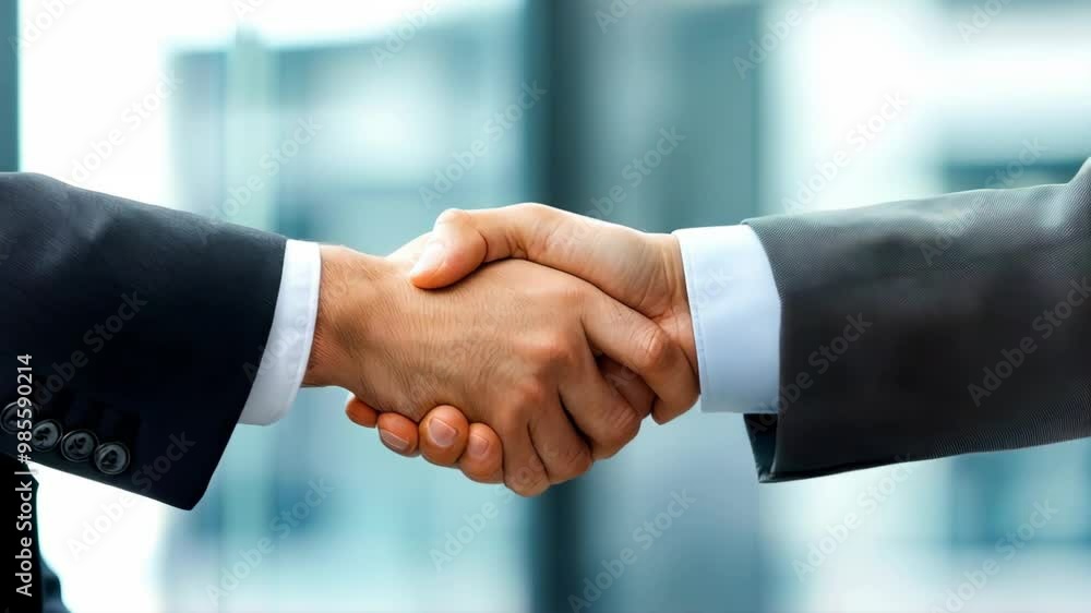 Close-up of two businessman shaking hands indoors Close-up of two businessman shaking hands indoors