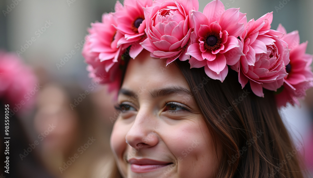 Pink Flower Crown Being Worn Pink Flower Crown Being Worn