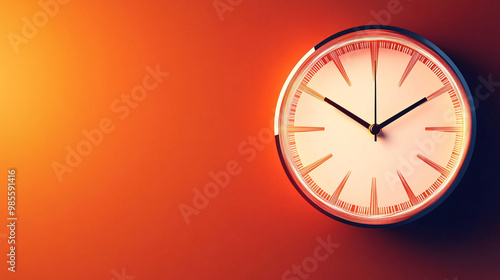 Wallpaper Mural A modern digital clock with sleek design, morphing into fluid shapes against warm orange background, evokes sense of times fluidity and elegance Torontodigital.ca