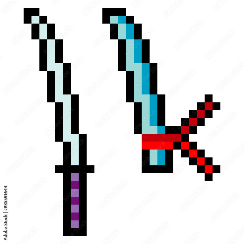 Samurai sword in pixel art style Samurai sword in pixel art style