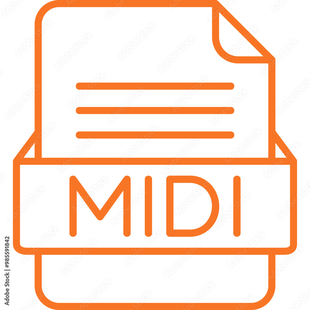 MIDI File Format Vector Icon Design MIDI File Format Vector Icon Design