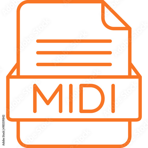 MIDI File Format Vector Icon Design