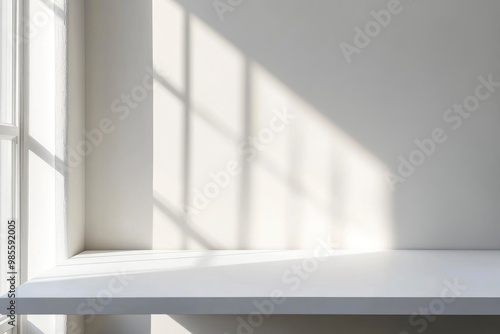 Empty top white top table in living room. For product display montage with generative ai