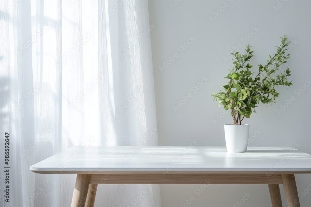 Empty top white top table in living room. For product display montage with generative ai Empty top white top table in living room. For product display montage with generative ai