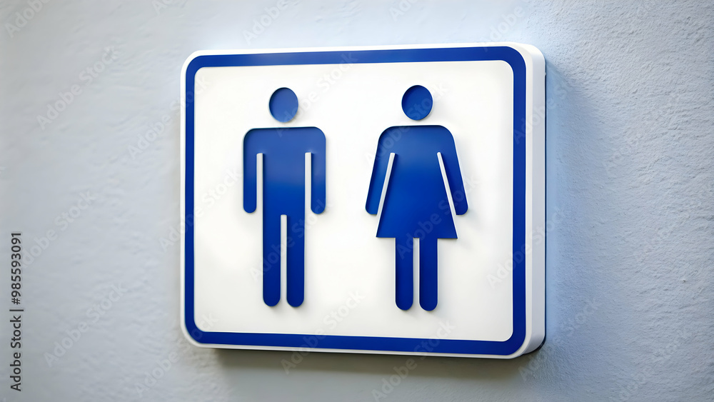 Restroom sign with male and female stick figures on a clean white background Restroom sign with male and female stick figures on a clean white background