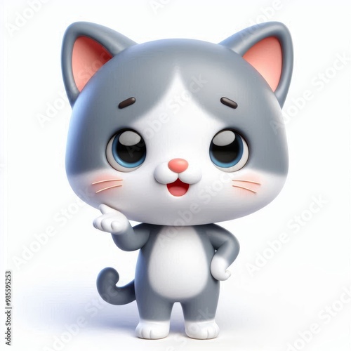 3d white cat