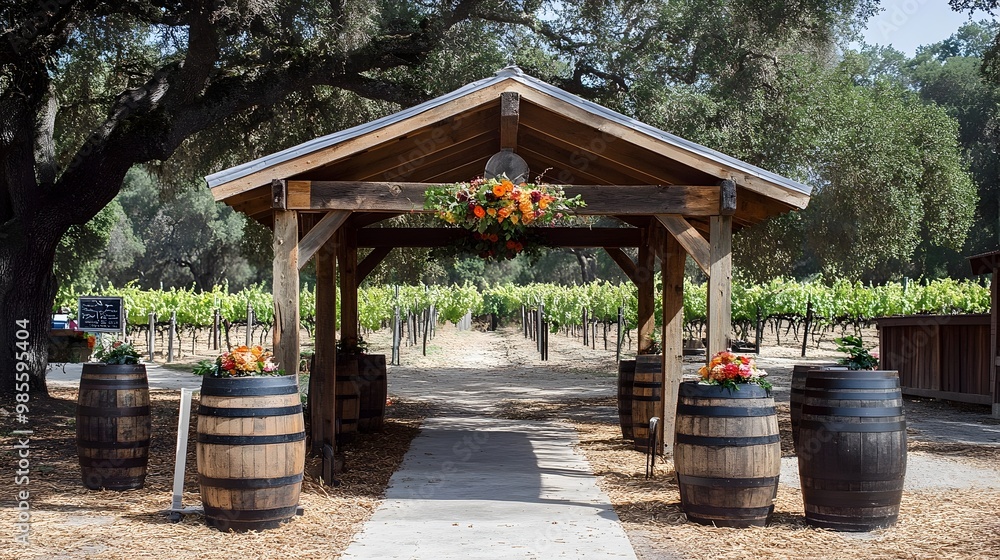 Obraz premium Beautifully Crafted Rustic Wedding Arch Rental Option for Any Special Event