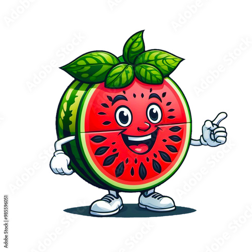watermelon mascot cartoon character logo