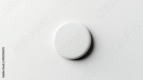 A white circle button mockup, isolated on a white background.